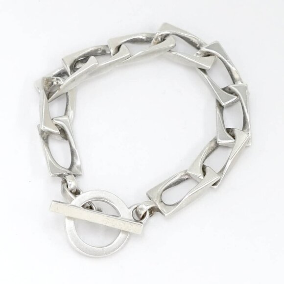 GUCCI Vintage Link Chain Toggle Bracelet 7" Silver 925 Auth w/Box e1122-1 - Picture 2 of 8